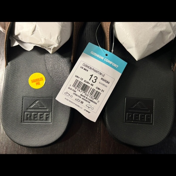 REEF Cushion Phantom LE Flip Flop Sandals Black/Brown Mens 13 - Picture 7 of 13